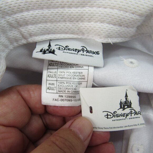 Disney Parks Embroidered Blue Logo Men's White Adjustable Strap Back Cap Hat - Picture 8 of 8